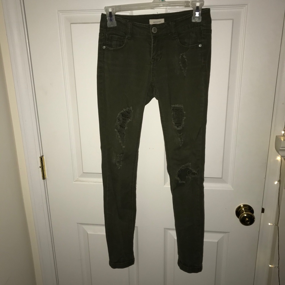 Olive green holy jeans